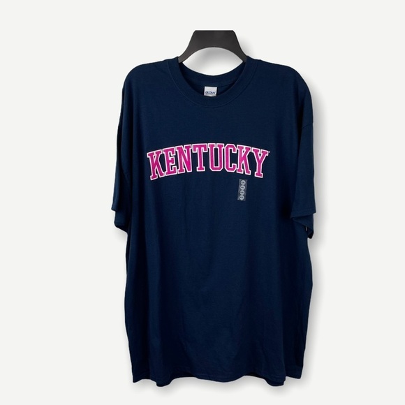 Navy and Pink Kentucky Spellout Crew Neck Short Sleeve Top Size XXL - Picture 3 of 9